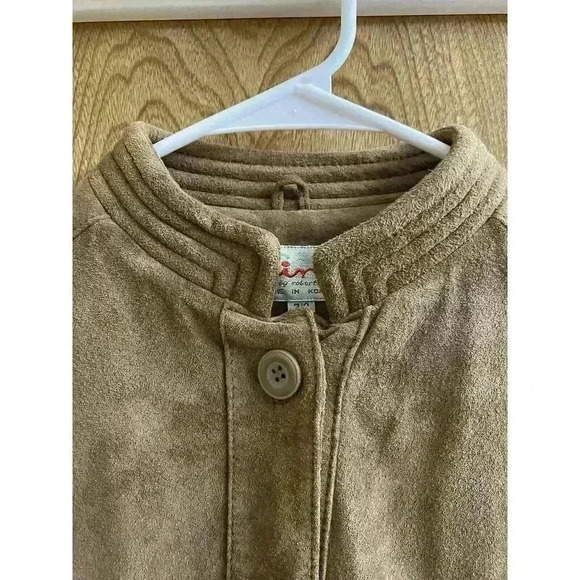Vintage Di Vinci Suede Leather Jacket Button-up Tan Size 7/8 Heavy - Picture 5 of 12